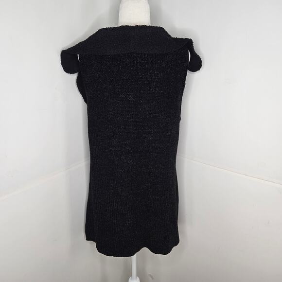 Soft Surroundings EUC Sweater Vest Boucle Open Front Cardigan Suede Large black - Picture 3 of 14